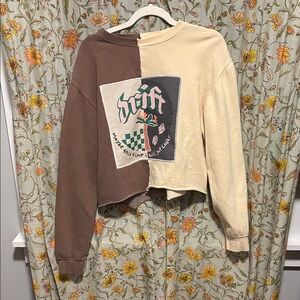 Unique drift collective Brown and yellow cream lucky girl Graphic Sweatshirt